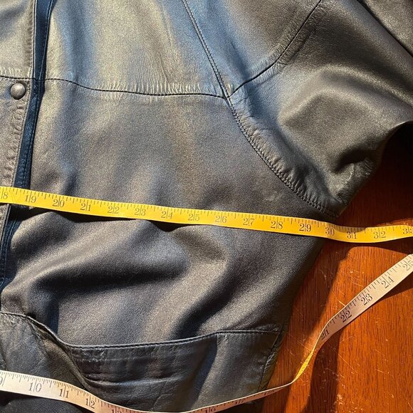 Vintage Leather Double Breast Longline‎ Coat Unisex XL Slouchy Distressed Baggy - Picture 11 of 16